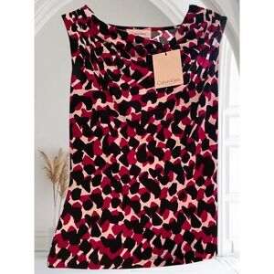 Calvin Klein Petites Sleeveless Cowl Neck‎ Abstract Print Top PS NEW